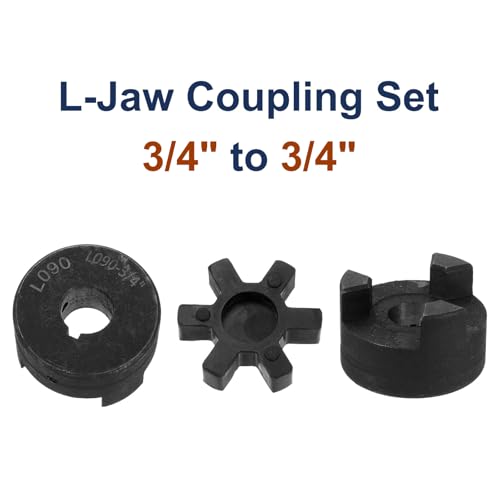 uxcell 3/4" to 3/4" L090 Flexible 3-Piece L-Jaw Coupling Coupler Set & Buna-N NBR Rubber Spider for Log Splitter Hybrid Equipment - size: 3/4" to 3/4", style: L090