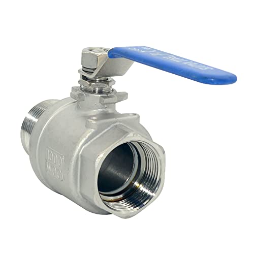 1Pcs 1-1/4 Inches Ball Valve - Full Port Heavy Duty Male NPT (MNPT) X Female NPT (FNPT) Thread with Long Handle Switch,Stainless Steel 304 for Water, Oil, and Gas,1000WOG - size: 1-1/4''