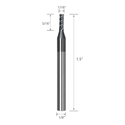 Tools Carbide End Mill Square Milling Cutter for Cutting Alloy Steels,Cast Iron, Hardened Steel - 4 Flute Cutting Tools 1/8 Shank (1/16-1.5" 5PCS) - size: 1/16-3/16-1.5" 5PC