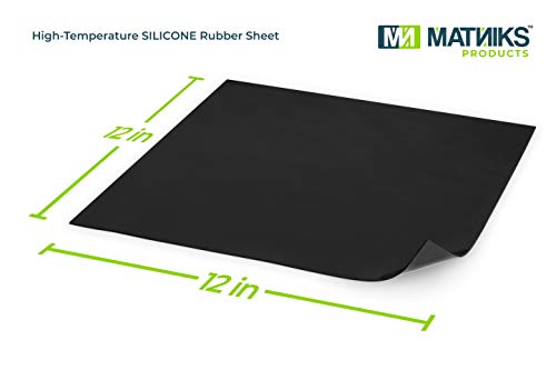 Silicone Rubber Sheet by MATNIKS 12x12-inch by 1/16 Black Duro A65 High-Temperature Heavy Duty Gaskets DIY Solid Material Supporting Pads Leveling Seal Bumpers Protection Covers Anti-Slip no leaks - size: Black 1/16-inch Thick