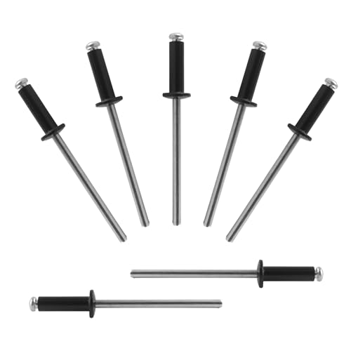 ALLCLEAN 200 Pcs 1/8" x 3/8" Black Aluminum Blind Rivets,3.2 x 10mm Pop Rivets,Aluminum Grip and Steel Mandrel - color: Black, size: 1/8"x3/8"
