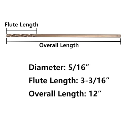 5/16 in. x 12 in. Cobalt Aircraft Extension Drill Bits Set(3PCS), M35 High Speed Steel Drill Bit Extra Long Deep Hole Drilling for Stainless Steel, Plastic and Wood - size: 5/16"x12"(3PCS)