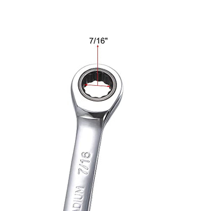 uxcell 7/16 Inch Ratcheting Combination Wrench SAE 72 Teeth 12 Point Ratchet Box Ended Spanner Tools, Cr-V - size: 7/16"