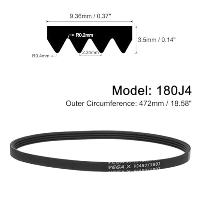 uxcell 180J4 PJ V-Ribbed Belt 4 Ribs 18" L x 0.37" W x 0.14" H, EPDM - size: 180J4