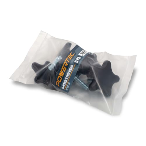 POWERTEC 10 Pack 5/16"-18 5 Star Knobs with 1" Threaded Stud, Thumb Screw Knobs with bolts for Lawn Mower, Umbrella Base, Woodworking Tools & Jigs, Clamps (QNB3007-P2) - style: 5/16", 5-Star, 1" Stud