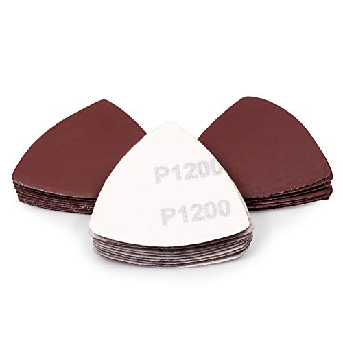 SPEEDWOX 30 Pcs Hook and Loop Triangle Sandpaper 1200 Grit 80mm 3-1/8 Inches for Oscillating Multi Tool Detail Sander Sanding Discs Triangle Sanding Pads - style: 1200 Grit