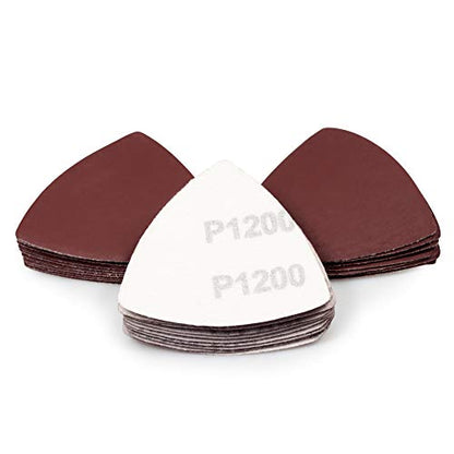 SPEEDWOX 30 Pcs Hook and Loop Triangle Sandpaper 1200 Grit 80mm 3-1/8 Inches for Oscillating Multi Tool Detail Sander Sanding Discs Triangle Sanding Pads - style: 1200 Grit
