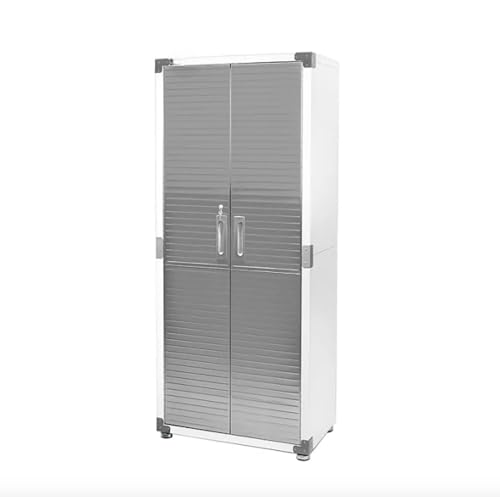 Heavy-Duty Storage Cabinet with Roller Doors, Rolling Casters (White, 30" W x 18" D x 72" H) - color: White, size: 30" W x 18" D x 72" H