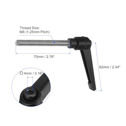 uxcell 2pcs Clamping Lever Handles, M8 x 70mm 304 Stainless Steel Threaded Male Stud, Adjustable Handles Locking Quick Release Ratchet Push Button Bolt Knobs, Black - size: M8 x 70mm