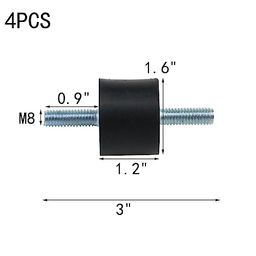 MY MIRONEY 4PCS 40 x 30mm Rubber Isolator Mounts with M8 x 23mm Studs - size: M8 x 23mm;40 x 30mm (Double Studs)