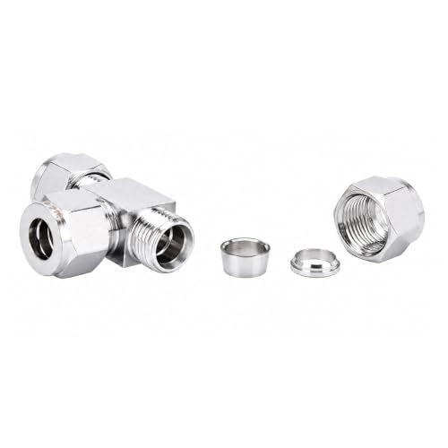 304 Stainless Steel Compression Tee 1/2" OD x 1/2" OD T-fitting 3-way 2pc - color: Pack of 2, size: 0.5 Inch