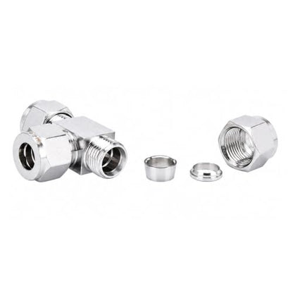 304 Stainless Steel Compression Tee 1/2" OD x 1/2" OD T-fitting 3-way 2pc - color: Pack of 2, size: 0.5 Inch