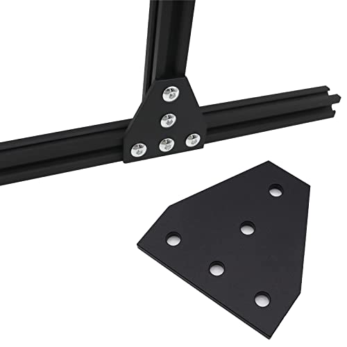 10pcs Corner Bracket Plate Black 2020 Series 5 Hole T Shape Joint Plates with 50pcs M5 T Nuts + 50pcs M5x8mm Screws + 1pcs Wrench for Slot 6mm 20S Aluminum Rail Accessories(10PCS T Shape) - style: 10PCS T Shape black