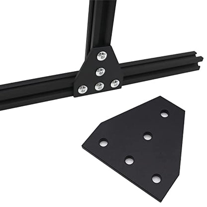 10pcs Corner Bracket Plate Black 2020 Series 5 Hole T Shape Joint Plates with 50pcs M5 T Nuts + 50pcs M5x8mm Screws + 1pcs Wrench for Slot 6mm 20S Aluminum Rail Accessories(10PCS T Shape) - style: 10PCS T Shape black