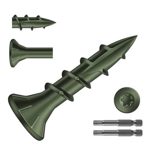 #8 x 3/4" Deck Screws (553Pcs) 2lb. Carbon Steel, Green, Flat Head, Rust Resistant epoxy Coated, with T25 Star Bit - color: Green, size: #8 x 3/4"