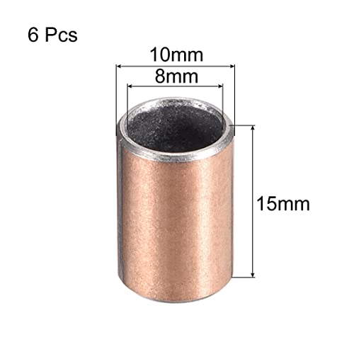 uxcell Sleeve Bearing 8mm Bore x 10mm OD x 15mm Length Plain Bearings Wrapped Oilless Bushings 6pcs - size: 8x10x15mm