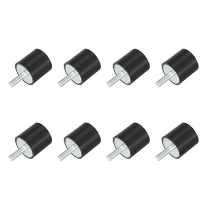 uxcell M6 Thread Rubber Mounts, Vibration Isolators, Cylindrical Shock Absorber with Studs 25 x 25mm 8pcs - size: M6x25x25mm