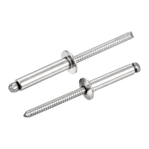 uxcell 25Pcs 3/16"x7/8" 304 Stainless Steel Dome-Head Blind Rivets, Open-End Type Blind Rivets for DIY, Sheet Metal, Automotive Repairs, Furniture, Boat, and Duct Work (Silver) - color: Silver, size: 3/16"x7/8"