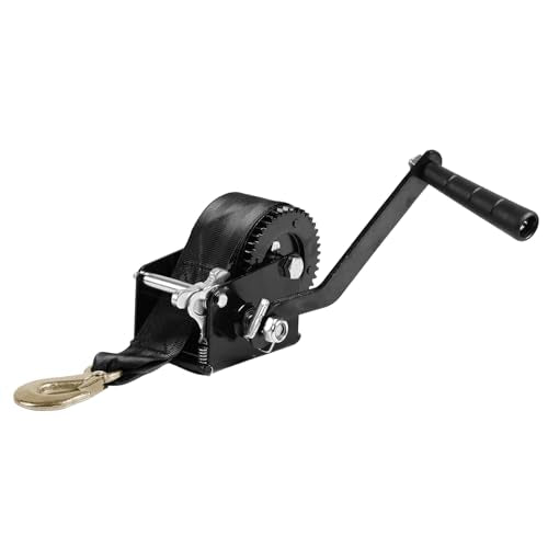 Jack Boss Hand Winch, 800 lbs Pulling Capacity, Boat Trailer Winch Heavy Duty Rope Crank with 20 FT Polyester Strap, Manual Operated Hand Crank Winch for Trailer, Boat or ATV Towing - size: 800 lbs