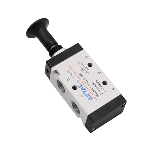 Push-Pull Valve AirTAC 4L310-10 3/8" NPT 5/2 Way Hand Lever 2 Position 5 Way Pneumatic Air Manual Control Direct Acting Type 0-145 PSI - size: 3/8 NPT, style: 5/2 way