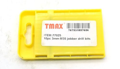 TMAX 10p 3mm Metric M35 Cobalt Jobber Twist Drill Bit for Stainless Steel - size: 3mm