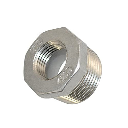 1/4" Male NPT to 1/8" Female NPT Female Reducing/Reducer Bushing Pipe Fitting,Adapter,Stainless Steel SS 304 Hex Bushing (1" Male to 1/2" Female) - size: 1" Male to 1/2" Female