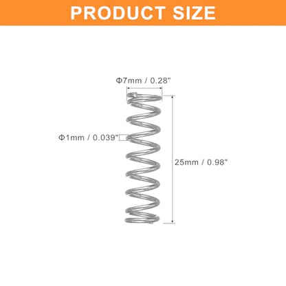uxcell 5Pcs Compression Spring, Wire Diameter 0.039", OD 0.28", Free Length 0.98" 304 Stainless Steel Coil Mechanical Compressed Spring, Silver - size: 0.039" x 0.28" x 0.98"