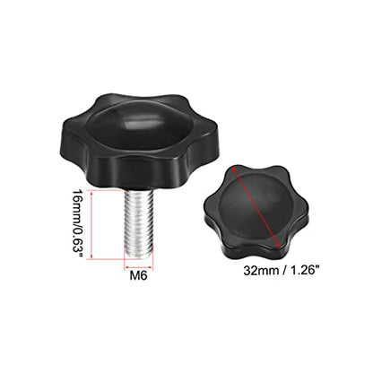 uxcell Clamping Handle Screw Knobs Handle Star Knob M6 x 16mm Male Thread 2pcs - size: M6x16mm