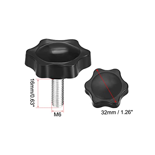 uxcell Clamping Handle Screw Knobs Handle Star Knob M6 x 16mm Male Thread 2pcs - size: M6x16mm