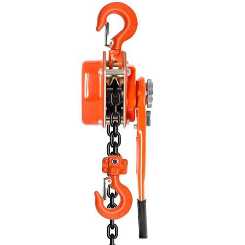 3 Ton Chain Hoist Come Along Winch Heavy Duty, 6600 LBS Capacity G80 Galvanized Chain Come Along, 10FT Lift Double-Pawl Brake Chain Fall Lever Hoist for Industrial Construction Warehouse