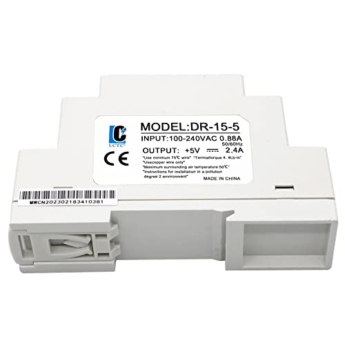 DC 5V Din Rail Slim Switching Power Supply 15W 2.4A(Input:100-240VAC,Output:5VDC,50/60HZ) Adapter Switch Converter (Volts_of_Direct_Current, 5)