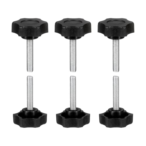 HARFINGTON 6Pcs Star Knob Handle M6 x 30mm Male Thread Metric Carbon Steel - size: M6 x 30mm