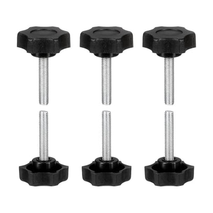 HARFINGTON 6Pcs Star Knob Handle M6 x 30mm Male Thread Metric Carbon Steel - size: M6 x 30mm