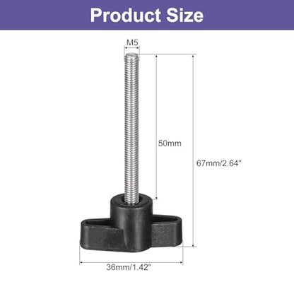 uxcell 5Pcs Clamping Screw Knob, M5 x 50mm Metric 304 Stainless Steel T Shaped Thumb Screws Handle for Quick Remove Hand Tightening Knob Replacement - size: M5 x 50mm