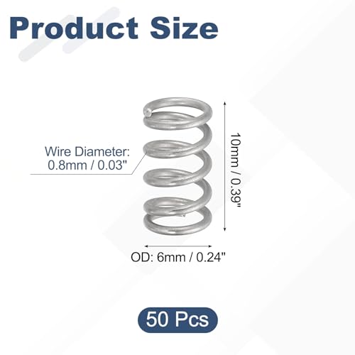 uxcell 50Pcs 304 Stainless Steel Compression Springs,0.8mmWD, 6mm ODx10mm L - size: 6mmx10mm