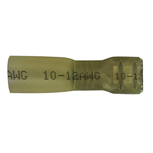 10 Pack - Yellow Heat Shrink & Crimp Fully Insulated Female Quick Disconnect - 8 AWG Gauge .250 Tab - Made in USA - color: 8 Gauge, size: Female Fully Insulated .250 Tab