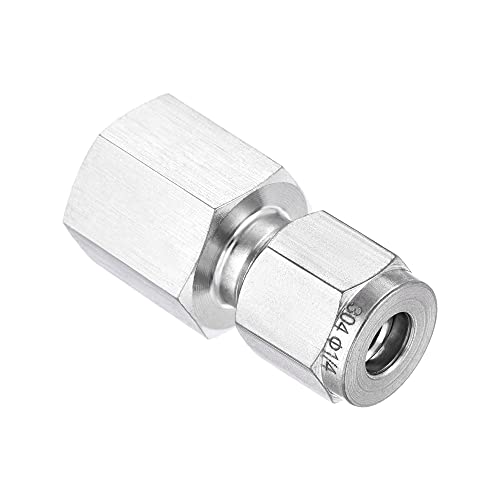 uxcell Compression Tube Fitting 1/4NPT Female Thread x 1/4" Tube OD Straight Coupling Adapter 304 Stainless Steel - size: 0.25 Inch