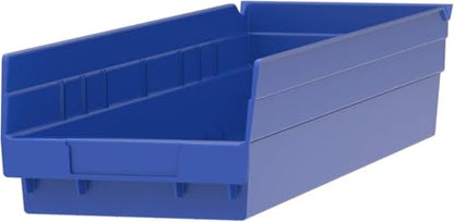 Akro-Mils 30164 Heavy Duty Plastic Shelf Bins, 24"x 6.5"x 4", Blue, 6-Pk - color: Blue