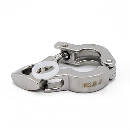 Tri Clamp 0.5-0.75" Stainless Steel 304 Heavy Duty Sanitary Clamp Single Pin with Silicone Gasket - size: 0.75 inch(flange size 25.2mm)