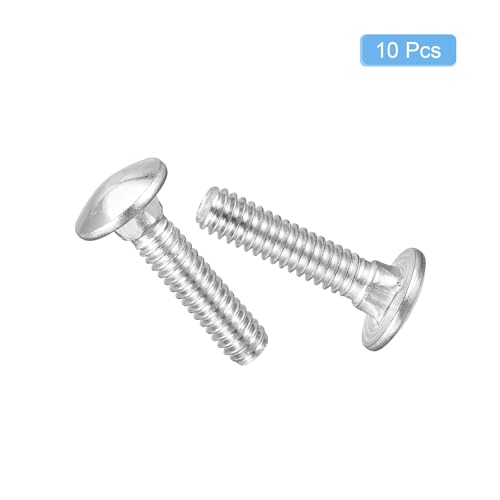 uxcell 1/4-20x1 Carriage Bolt, 10pcs Round Head Square Neck Screws, 304 Stainless Steel, Fully Threaded, Silver - size: 1/4-20x1"