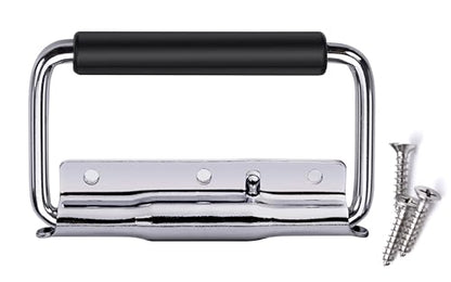 SYINE 5.15 Inch 8.3 oz Large Heavy Duty Folding Handle,3 Mounting Holes,Spring Loaded with Rubber Grip for Toolbox Cabinet,1 Pack,Silver - color: Silver