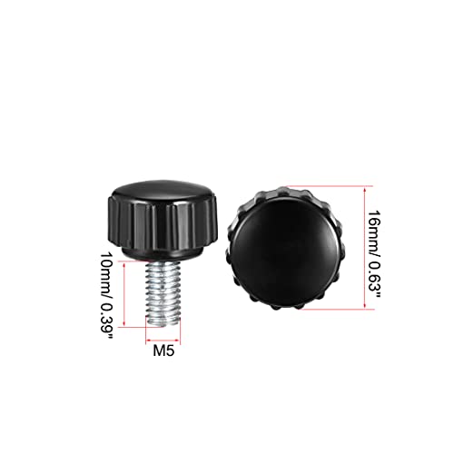 uxcell M5 x 10mm Metric Male Thread Knurled Clamping Knobs Grip Thumb Screw on Type Hand Clamping Handle Bolt with Plastic Knobs Black 8 Pcs - size: M5 x 10