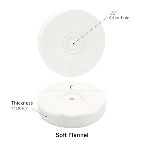 SCOTTCHEN Polishing Wheel 6" x 1/2" Arbor Soft Flannel 30plys for Bench Grinder - 2 Pack - color: Soft 2pcs, size: 6 inch