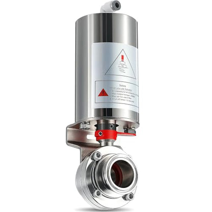 Lounsweer 1 Pcs 1.5 Inch Sanitary Butterfly Valve SS304 Pneumatic Actuator Valve with Single Acting - size: 1.5 Inch