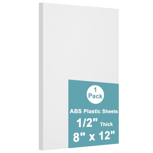 White ABS Plastic Sheet 8" x 12" x 1/2"(12.7MM) Thick White Rigid Thermoplastic Sheet (Upgrade Surface) 0.50Inch Flexible High Tensile ABS Moldable Plastic Panel for Crafts, DIY, Signs - color: White, size: 8" x 12" x 1/2"
