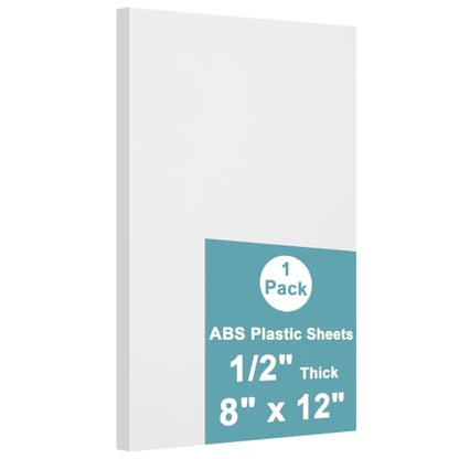 White ABS Plastic Sheet 8" x 12" x 1/2"(12.7MM) Thick White Rigid Thermoplastic Sheet (Upgrade Surface) 0.50Inch Flexible High Tensile ABS Moldable Plastic Panel for Crafts, DIY, Signs - color: White, size: 8" x 12" x 1/2"