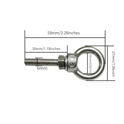 304 Stainless Steel Eye Bolt, 5 PCS M6 Heavy Duty Lifting Ring 1.2" Threaded Eyebolt Shoulder Eye Bolts with Nuts and Flat Washers(Thread Length 30mm) - size: m60x30(5pcs)