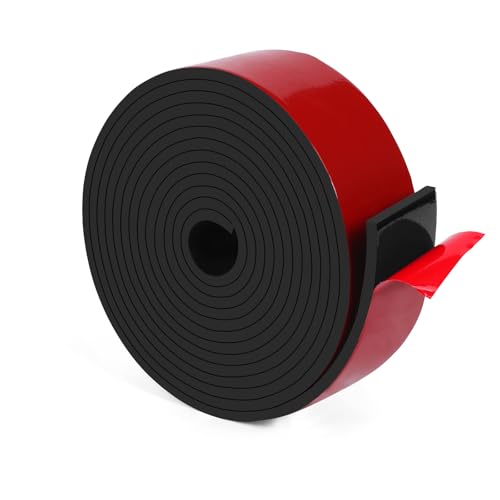 HooTown Adhesive Solid Rubber Strips, Self Neoprene Rubber Sheets Rolls Red - color: 1/8" Thick Adhesive, size: 1.5” W x 120" L