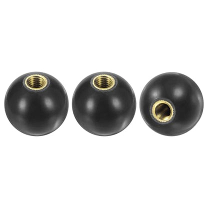 M METERXITY 3-Pack Threaded Ball Knobs, M10 Female Thread 35mm Dia. Thermoset Ball Knob for Lathe/Machine/Lawn Mowers, Round Phenolic Brass Insert Lever Handle [Black] - color: Black, size: M10x35mm