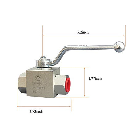 Taixin Hydraulic High Pressure Ball Valve 1/2'' NPT 5800PSI Hydraulic Valve Shut-Off KHB Hydraulic Ball Valve - size: 1/2 NPT, style: KHB